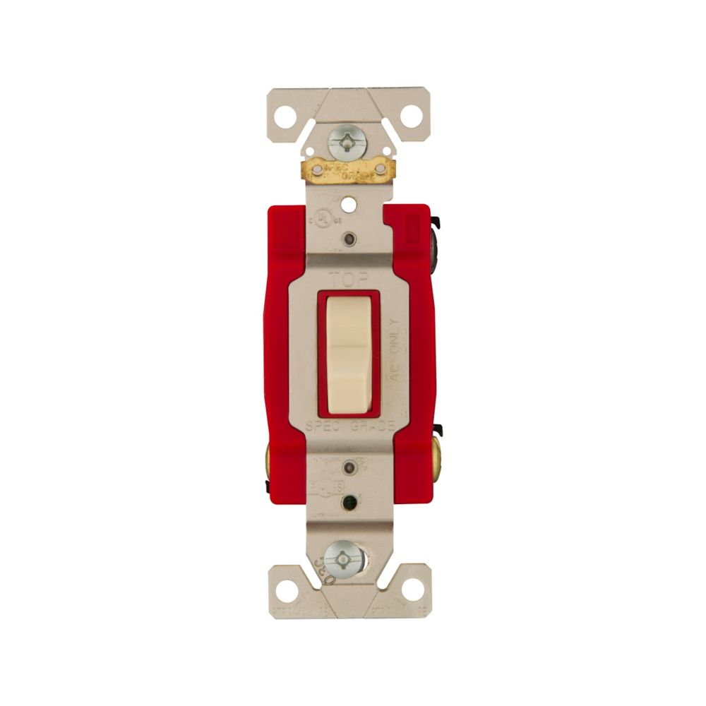 Cooper Wiring Devices AH1223V Toggle Switch Three-Way 20A 120/277V Ivory Polycarbonate Brass Terminals