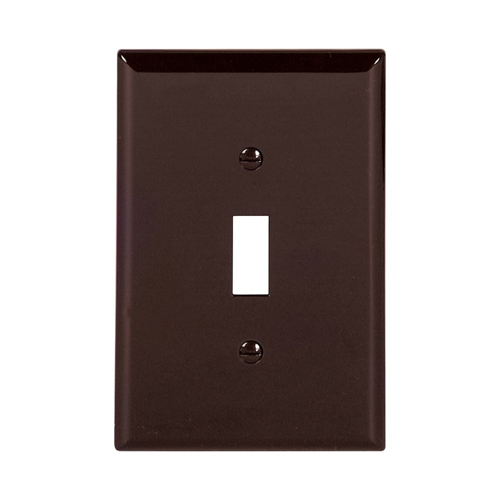 Cooper Wiring Devices PJ1B Wallplate Mid Size 1-Gang Toggle Switch Brown Polycarbonate High Gloss