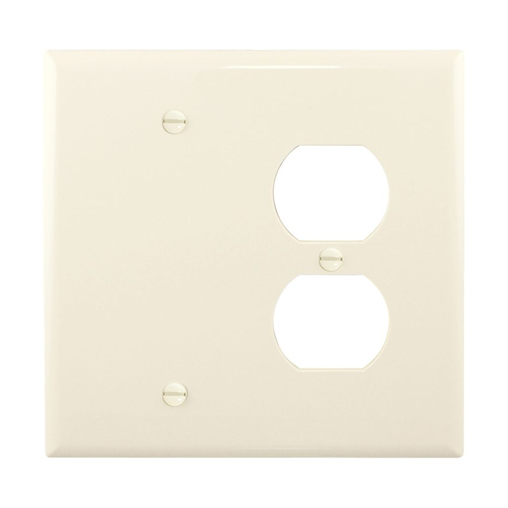 Cooper Wiring Devices PJ138LA Mid-size Wallplate Two-gang Combination Cutout Polycarbonate Light Almond