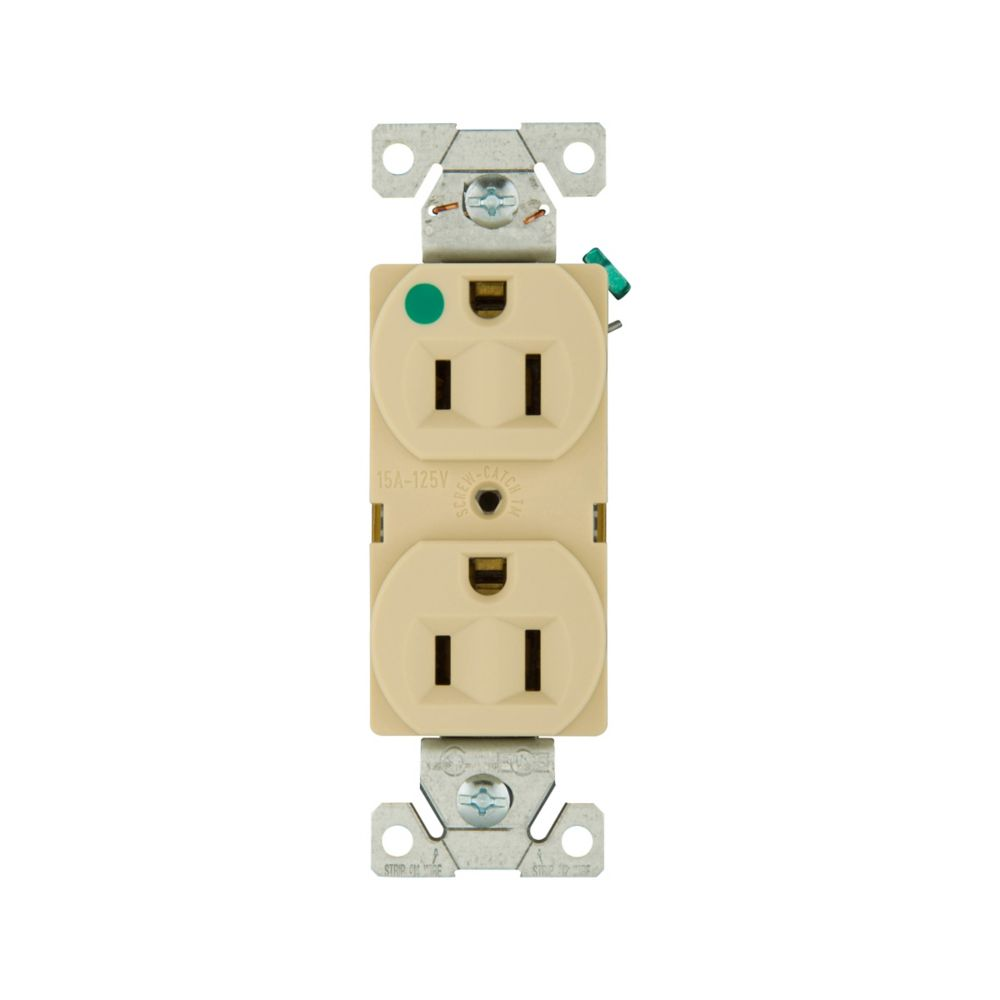 Cooper Wiring Devices 8200V Duplex Receptacle 15A 125V Auto-grounding NEMA 5-15R Ivory PVC